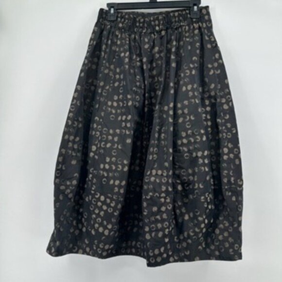 SUN KIM Womens Skirt Polka Dot Black Beige Balloon Style Size S Made in USA - Picture 3 of 8